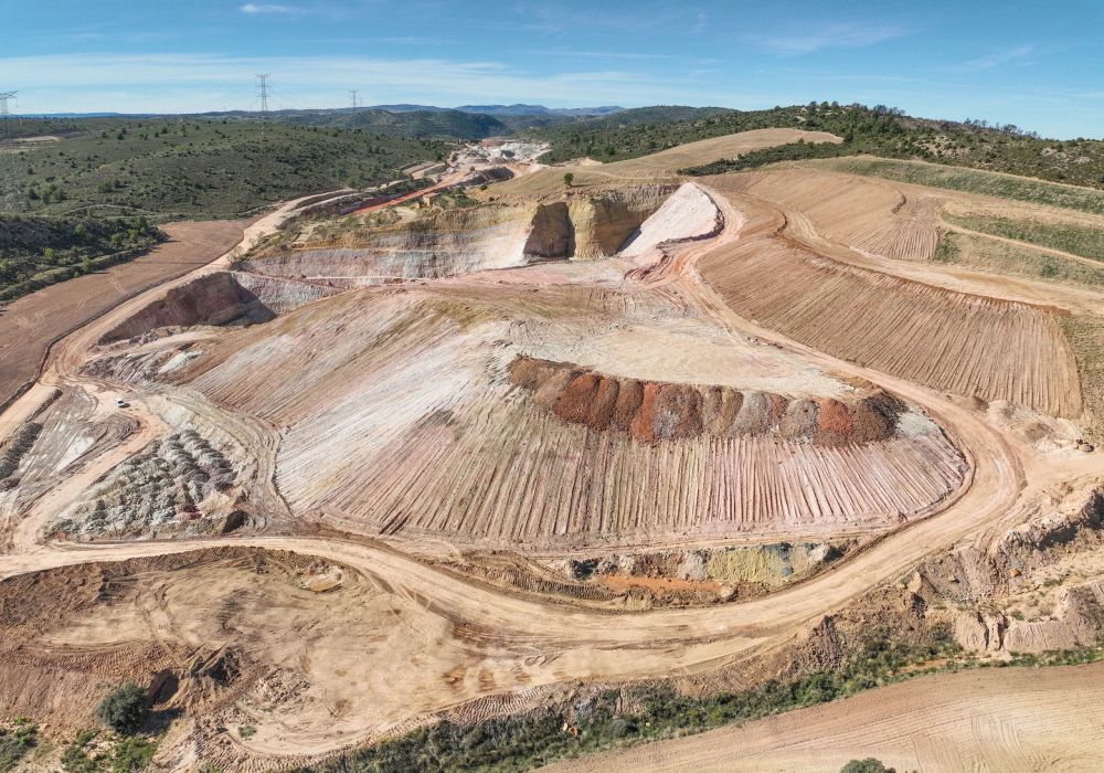 vista aérea de trabajo de topografía